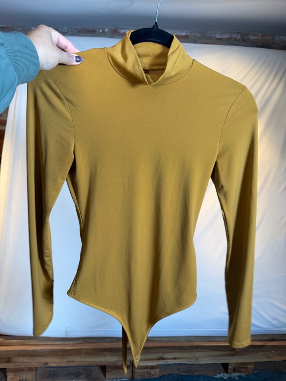 Abercrombie & Fitch Mustard Mock Neck Bodysuit
